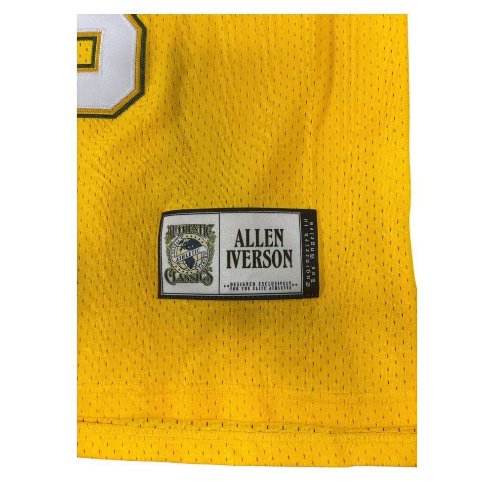 Authentic Classics Allen Iverson Bethel High School Jersey Yellow Green XS New - Picture 3 of 4